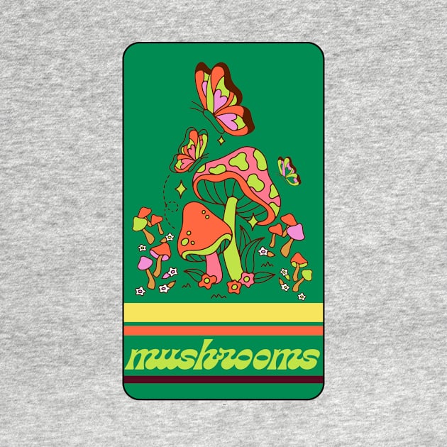 Fun Graphic Mushroom Tee by Blue Raccoon Creative